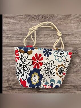 Farmhouse Is My Style floral canvas tote bag with cream rope handles